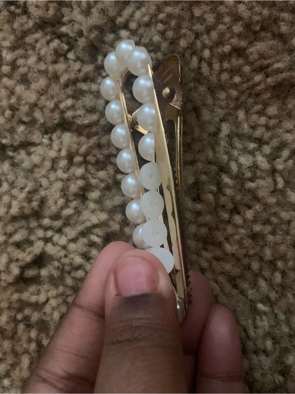 Gold-Tone Pearl Headband and Hair Clip Set